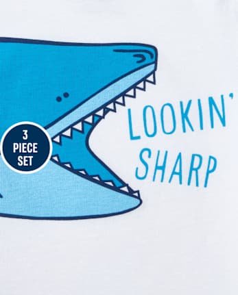 Conjunto de ropa de juego de 3 piezas Shark para bebés niños