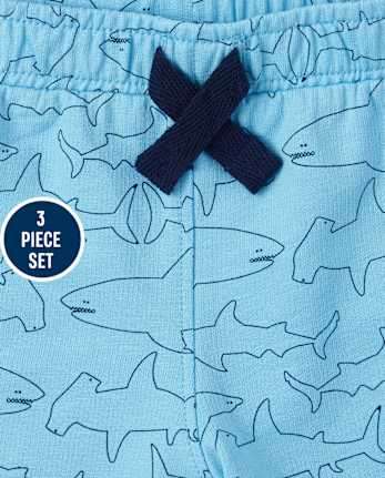 Conjunto de ropa de juego de 3 piezas Shark para bebés niños