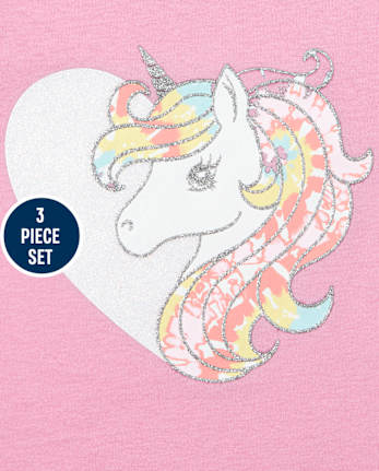 Toddler Girls Unicorn Tie Dye Outfit Set