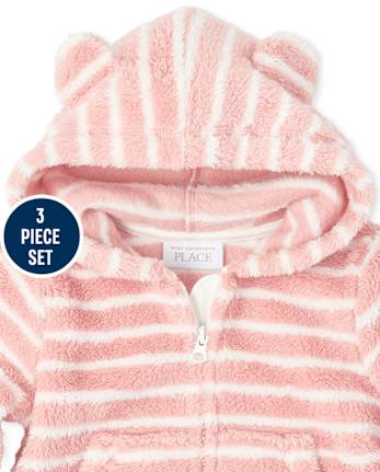 Toddler Girls Bear Zip Up Hoodie Outfit Set