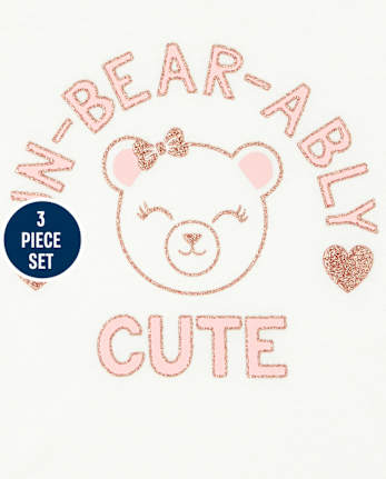 Toddler Girls Bear Zip Up Hoodie Outfit Set