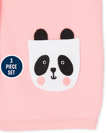 Baby Girls Panda 3-Piece Playwear Set