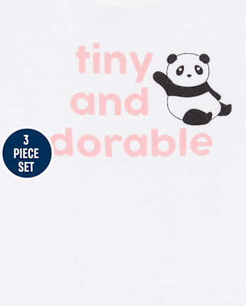 Baby Girls Panda 3-Piece Playwear Set