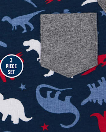 Conjunto de 3 piezas a rayas de Dino para niños pequeños