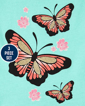 Toddler Girls Butterfly Striped 3-Piece Set