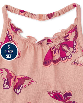 Toddler Girls Butterfly Halter 3-Piece Set