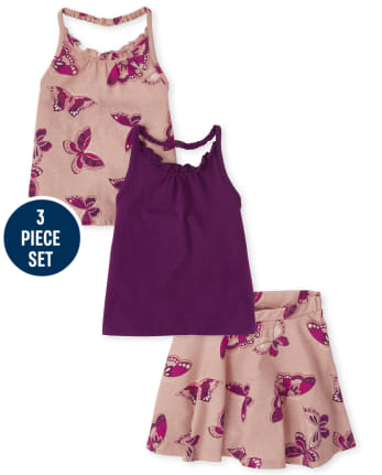 Toddler Girls Butterfly Halter 3-Piece Set
