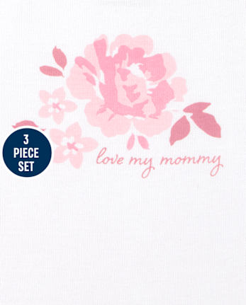 Ensemble 3 pièces Take Me Home Rose pour bébé fille