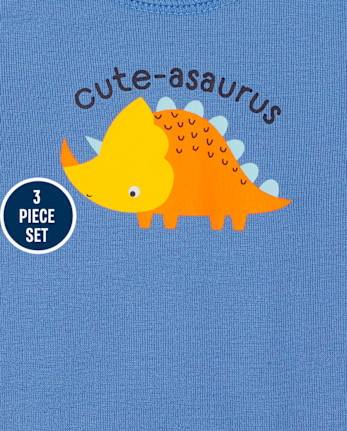 Conjunto de ropa de juego de 3 piezas Dino para bebés niños