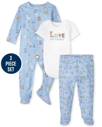 Ensemble 3 pièces animaux pour bébés garçons