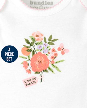 Ensemble 3 pièces Take Me Home Rose pour bébé fille