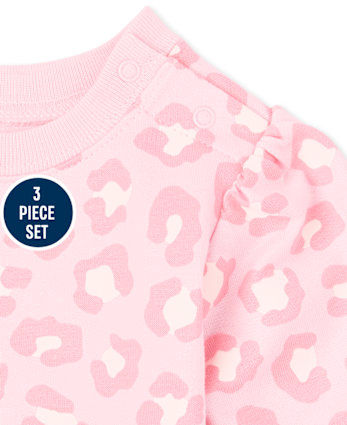 Ensemble de jeu 3 pièces léopard pour bébé fille