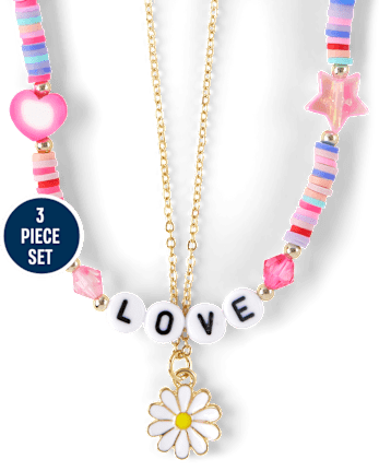 Conjunto de joyería de 3 piezas con cara feliz para niñas