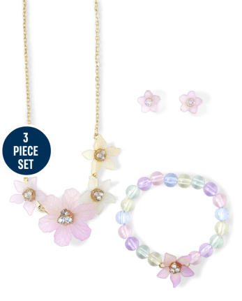 Girls Flower 3-Piece Jewelry Set