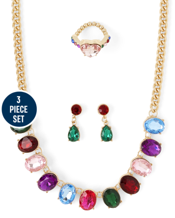 Girls Faux Stone 3-Piece Jewelry Set