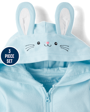 Conjunto de ropa de juego de 3 piezas conejito para bebés niños