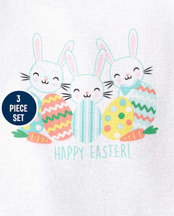 Conjunto de ropa de juego de 3 piezas conejito para bebés niños