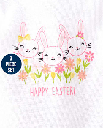 Ensemble de vêtements de jeu 3 pièces Bunny pour bébés filles