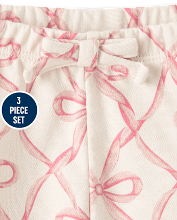 Ensemble 3 pièces pour bébé fille avec nœud