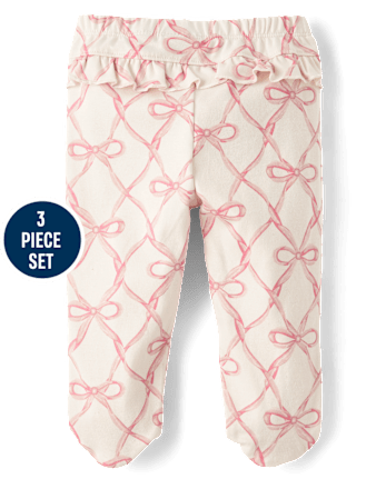 Ensemble 3 pièces pour bébé fille avec nœud