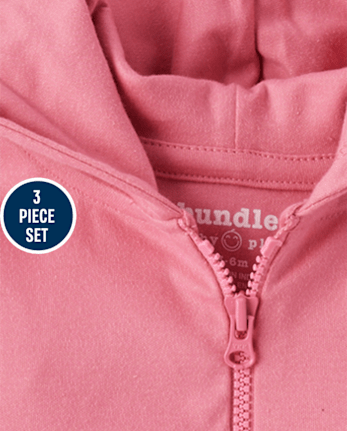 Ensemble 3 pièces pour bébé fille avec nœud papillon