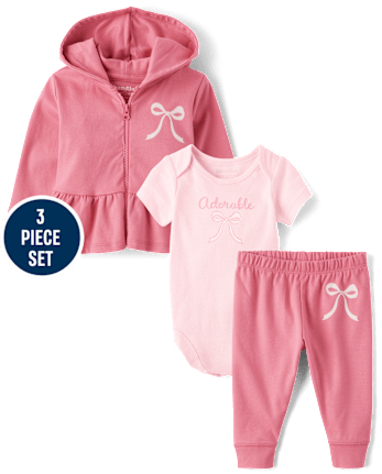 Baby Girls Bow 3-Piece Outfit Set