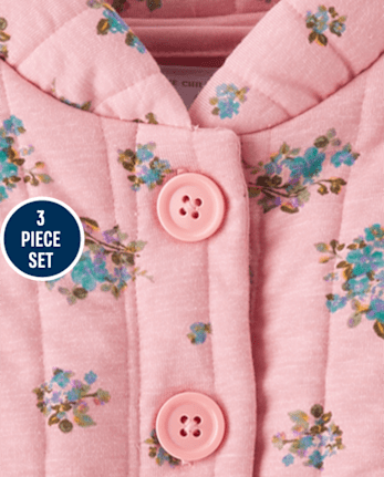 Baby Girls Floral 3-Piece Playwear Set