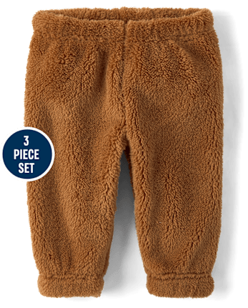 Ensemble de vêtements de jeu 3 pièces pour bébé garçon avec ours brodé