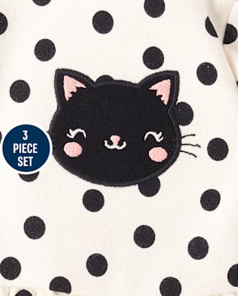 Baby Girls Applique Cat 3-Piece Outfit Set