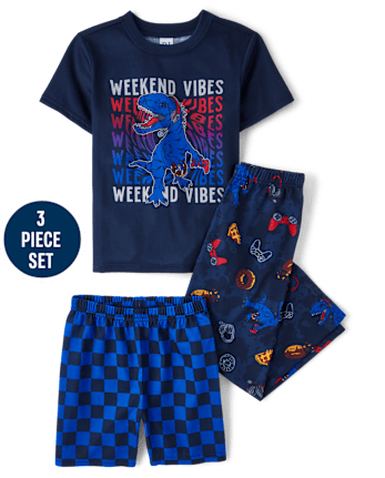 Boys Dino Weekend Vibes 3-Piece Pajama Set