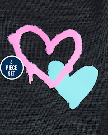 Girls Heart 3-Piece Pajama Set