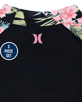 Girls Hurleyâ¢ Tropical 3-Piece Swimsuit