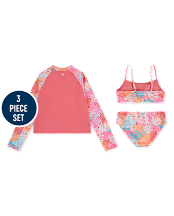 Girls Hurley™ Tropical 3-Piece Swimsuit