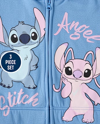 Girls Stitch And Angel 3-Piece Outfit Set