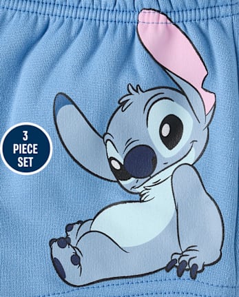Girls Stitch And Angel 3-Piece Outfit Set