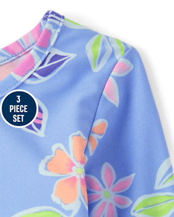 Toddler Girls Tropical 3-Piece Swimsuit