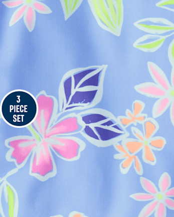 Toddler Girls Tropical 3-Piece Swimsuit