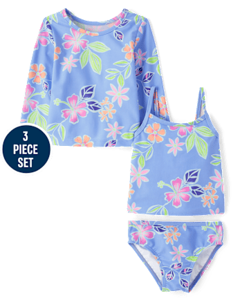 Toddler Girls Tropical 3-Piece Swimsuit