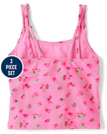 Girls Floral 3-Piece Swimsuit