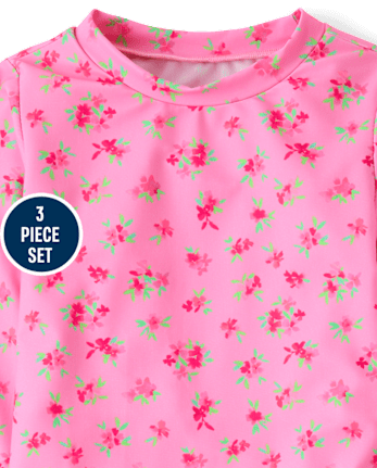 Girls Floral 3-Piece Swimsuit