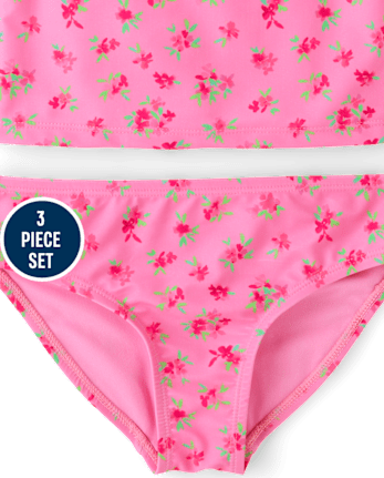 Girls Floral 3-Piece Swimsuit