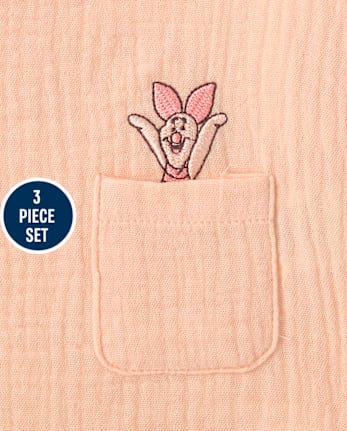 Baby Girls Winnie The Pooh™ Embroidered 3-Piece Playwear Set