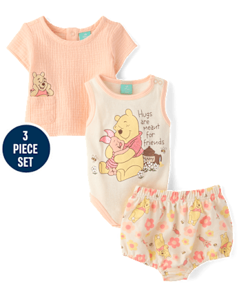 Baby Girls Winnie The Pooh™ Embroidered 3-Piece Playwear Set
