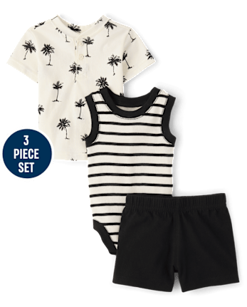 Baby Boys Palm Tree 3-Piece Playwear Set