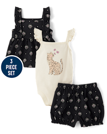 Baby Girls Leopard 3-Piece Playwear Set