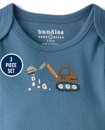 Baby Boys Construction Truck 3-Piece Playwear Set
