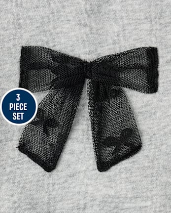 Baby Girls Lace Bow 3-Piece Playwear Set