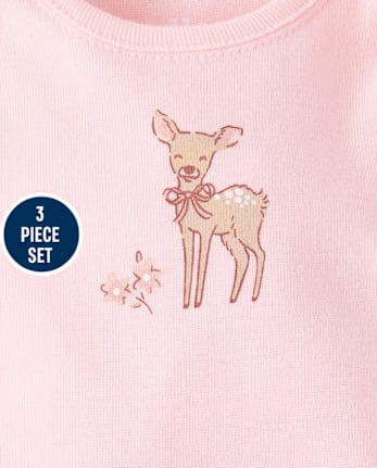 Baby Girls Deer 3-Piece Outfit Set