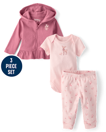 Baby Girls Deer 3-Piece Outfit Set