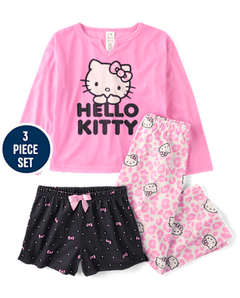 Girls Hello Kitty® Leopard 3-Piece Pajama Set
